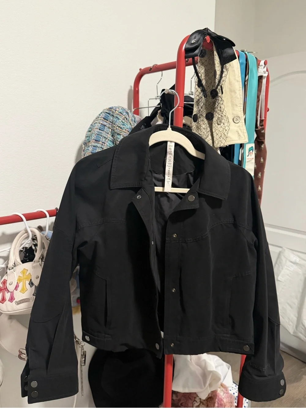 lululemon athletica Black Cropped Utility Jacket with Snap Front